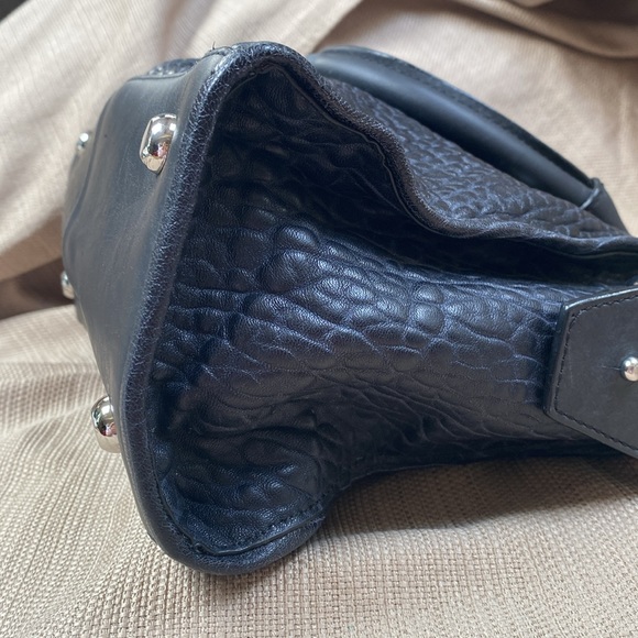 Gryson black  patterned leather satchel crossbody option preloved - Picture 8 of 11